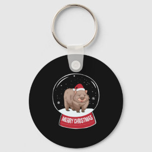 Wombat Merry Christmas Snowball Keychain