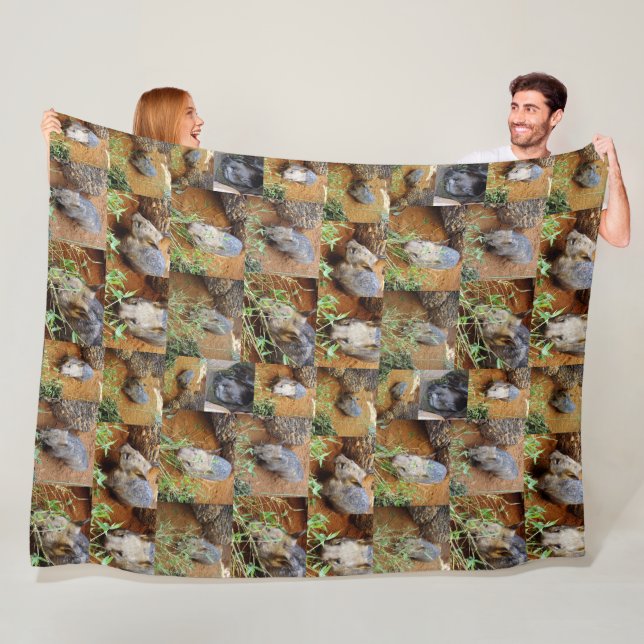 Wombat Photo Collage, Fleece Blanket (In Situ)