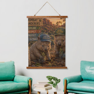 Wombat Wanderers Explore and Protect Our Outback Hanging Tapestry