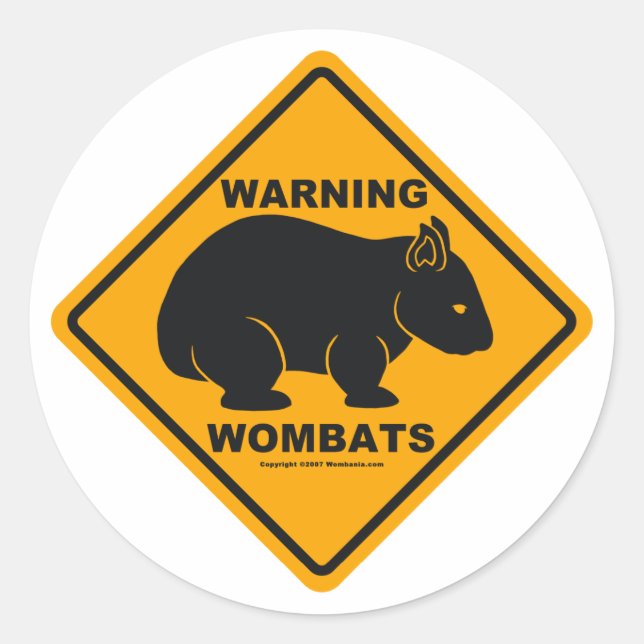 Wombat Warning Sign Classic Round Sticker (Front)