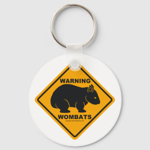 Wombat Warning Sign Keychain