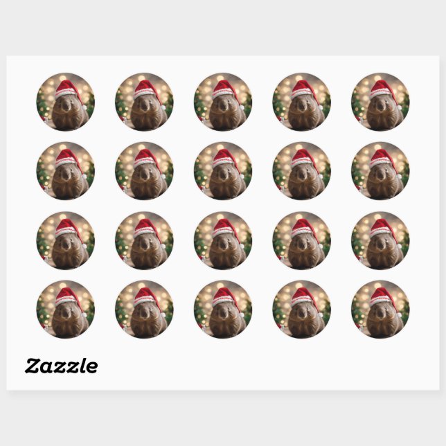 "Wombat Wonderland: A Cozy Christmas Eve" Classic Round Sticker (Sheet)