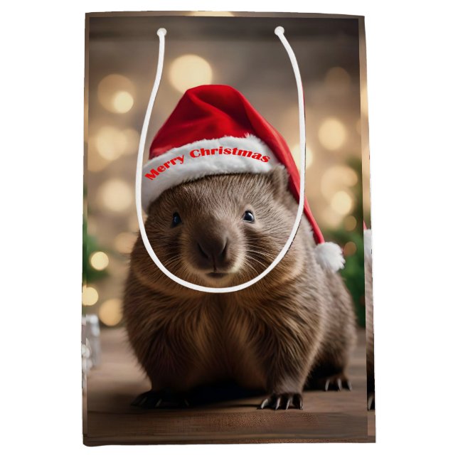 "Wombat Wonderland: A Cozy Christmas Eve" Medium Gift Bag (Front)