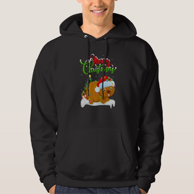 Wombat  Xmas Decorations Santa Wombat Christmas Hoodie (Front)