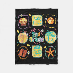 Women 2nd Grade Teacher Lemon Coquette Bow Back To Fleece Blanket