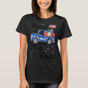 Women 4th July American Flag Patriotic Blessed Mom T-Shirt
