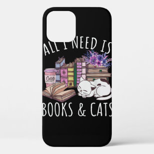 Women All I Need Is Books And Cats Cat Lover Kitte iPhone 12 Case