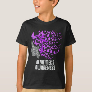 Women Alzheimers Awareness Butterfly Ribbon Purple T-Shirt