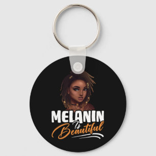 Women American Afro Queen Black Pride Melanin Is B Keychain
