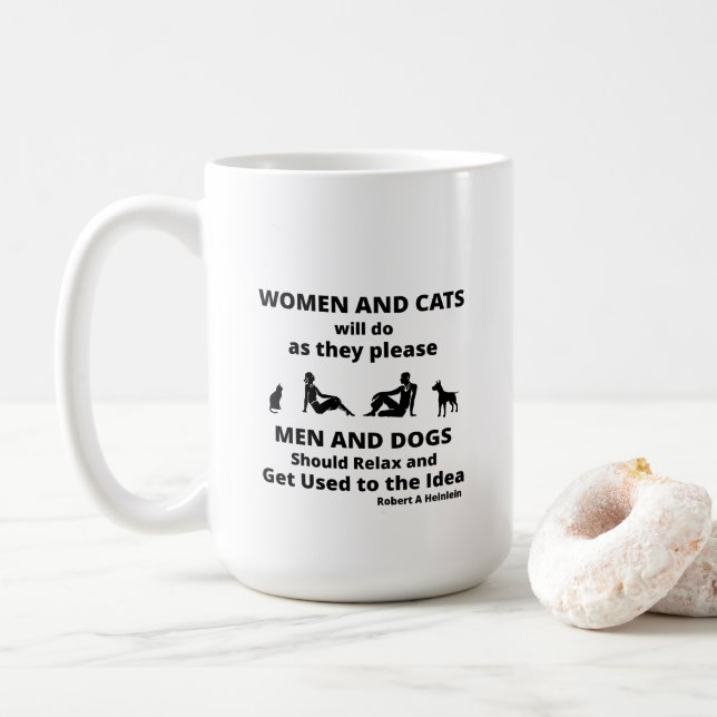 Women and Cats Funny Coffee Mug (With Donut)