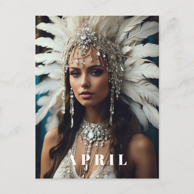 *~ Women AP53 APRIL Boho BIRTHDAY DIAMONDS Postcard (Front)