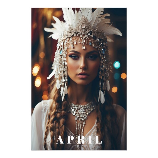 *~ Women AP53 Boho APRIL BIRTHDAY DIAMOND Photo Print (Front)
