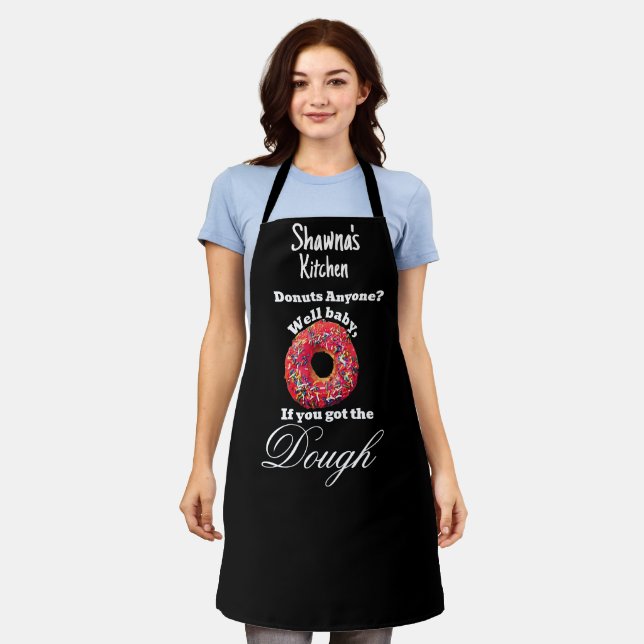Women Aprons, Funny Dough Doughnut Baker Humour Apron (Worn)