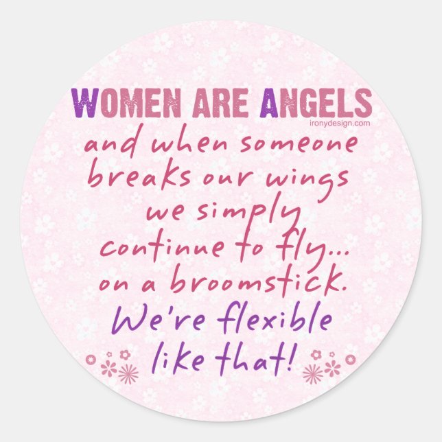 Women are Angels Classic Round Sticker (Front)