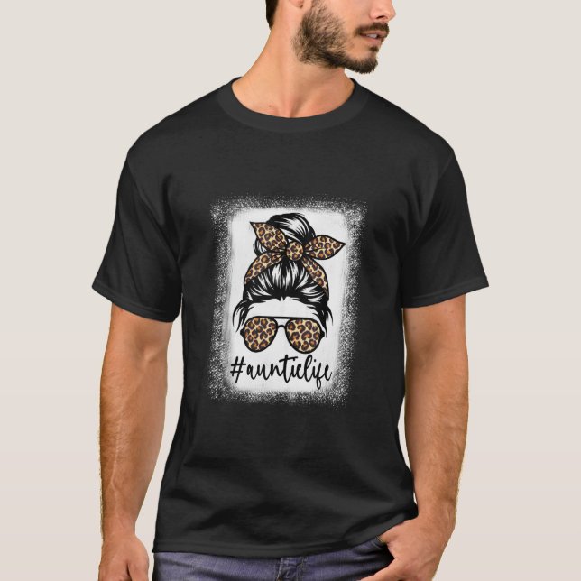 Women Auntie Life Bleached Shirt Aunt Life Leopard (Front)