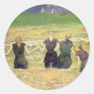 Women Bathing Dieppe by Paul Gauguin Classic Round Sticker