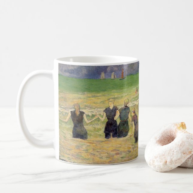 Women Bathing Dieppe by Paul Gauguin Coffee Mug (With Donut)