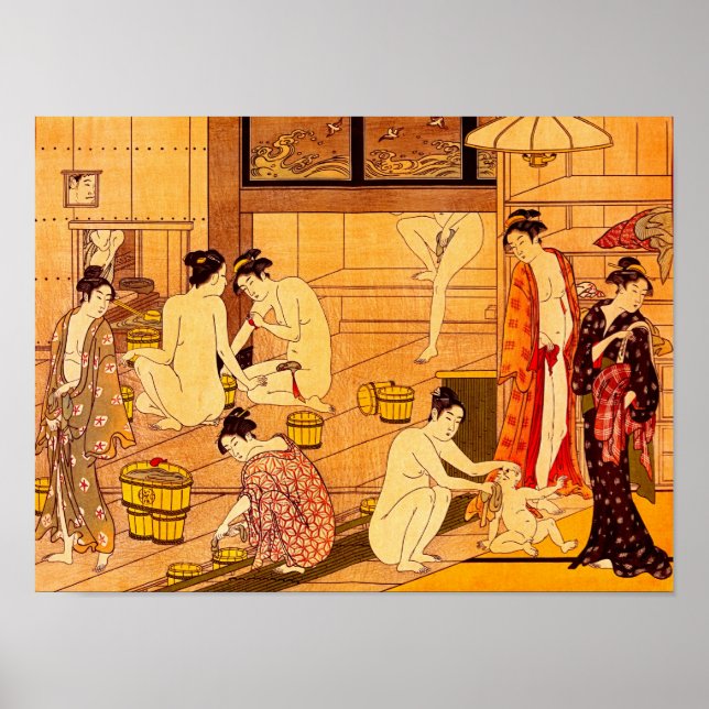 Women Bathing, Torii Kiyonaga Japanese Fine Art Poster (Front)