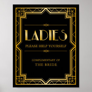 Women Bathroom Basket Sign   Gatsby Art Deco