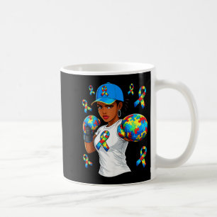 Women Black African American Fight Autism Puzzle Coffee Mug