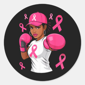 Women Black African American Fight Breast Cancer Classic Round Sticker