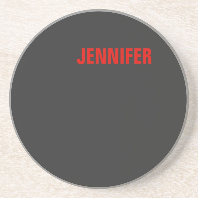 Women Black Colour Your Name Customize Gift  Coaster (Front)