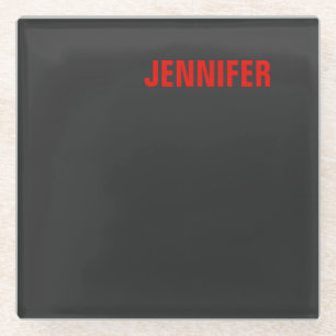 Women Black Colour Your Name Customize Gift Glass Coaster