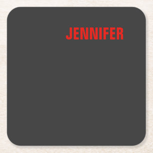 Women Black Colour Your Name Customize Gift Square Paper Coaster