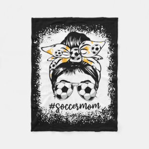 Women Bleached Soccer Mom Messy Bun Soccer Lover Fleece Blanket