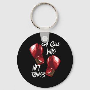 Women Boxing Kickboxing A Girl Who Hit Things Keychain