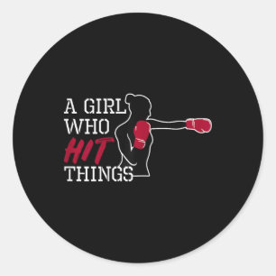 Women Boxing Kickboxing Gloves Ladies Girls Gift Classic Round Sticker