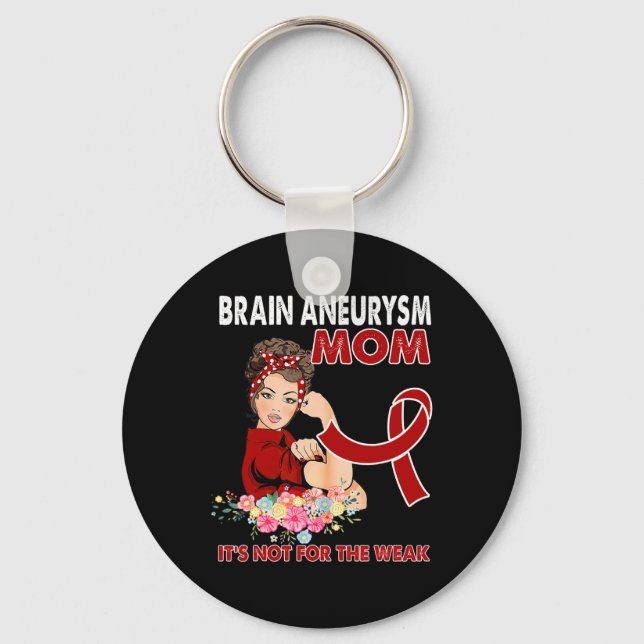 Women Brain Aneurysm Awareness Ribbon  Keychain (Front)