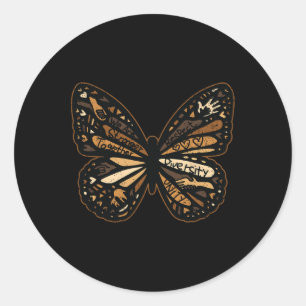 Women Butterfly Black History Month Men Women Girl Classic Round Sticker