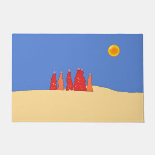 Women carrying water in Thar desert - Rajasthan Doormat