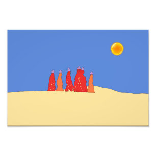 Women carrying water in Thar desert - Rajasthan Photo Print