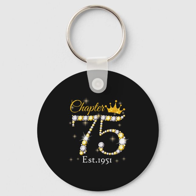 Women Chapter 75 Fabulous Est 1951 75th Birthday Q Keychain (Front)