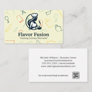 Women Chef Cooking   Kitchen Utensils Pattern Business Card