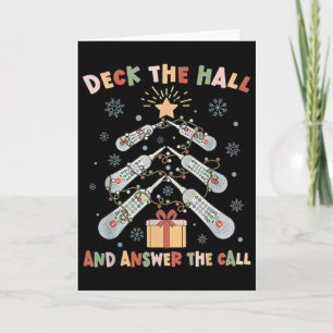 Women Christmas Icu Nurse Call Light Telemetry Hea Card