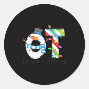 Women Christmas Occupational Therapy Ot Ota Snowma Classic Round Sticker