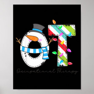Women Christmas Occupational Therapy Ot Ota Snowma Poster