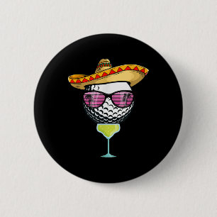 Women Cinco De Mayo Golf Ball With Sombrero Margar 2 Inch Round Button