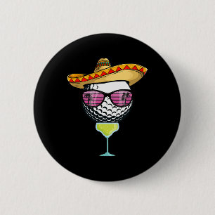 Women Cinco De Mayo Golf Ball With Sombrero Margar 2 Inch Round Button