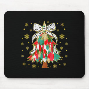 Women Colorful Christmas Tree Coquette Bow Xmas Ho Mouse Pad