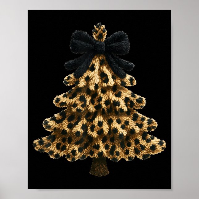 Women Coquette Bow Leopard Christmas Tree Xmas Hol Poster (Front)
