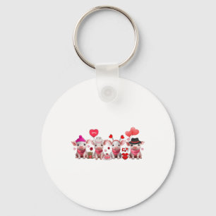 Women Cute Pigs Valentine’s Day Farm Animal Pig Lo Keychain