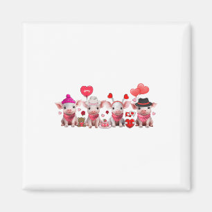 Women Cute Pigs Valentine’s Day Farm Animal Pig Lo Magnet