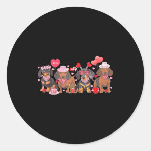 Women Dachshund Valentine’s Day Sausage Dog Bandan Classic Round Sticker