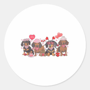 Women Dachshund Valentine’s Day Sausage Dog Bandan Classic Round Sticker