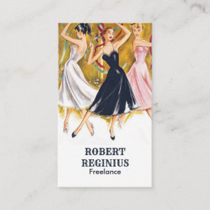 Women Dancing Vintage Art Business Card