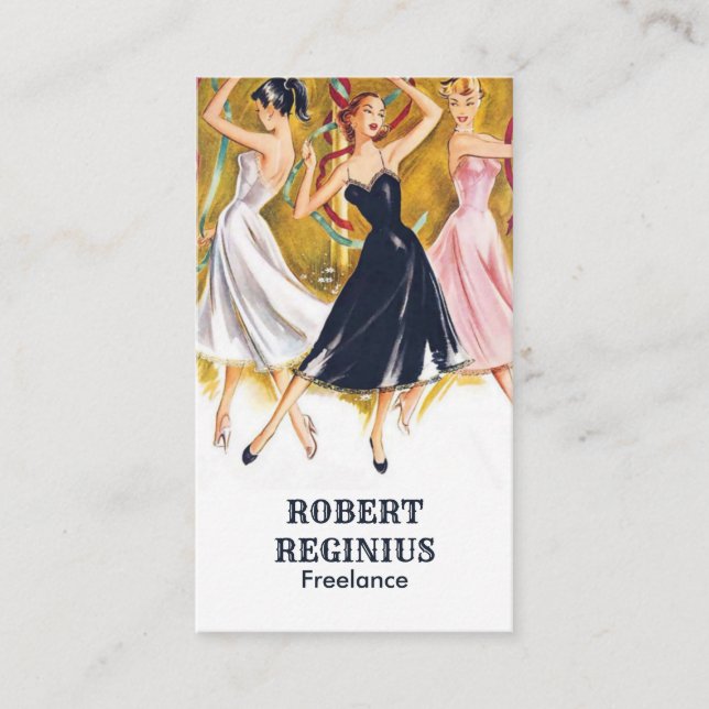 Women Dancing Vintage Art Business Card (Front)